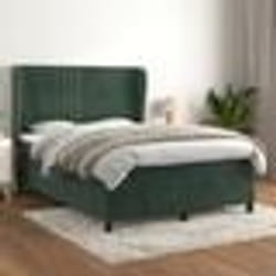 vidaXL Sommier à lattes de lit et matelas Vert foncé 140x200cm Velours - 140 x 200 cm