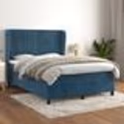 vidaXL Sommier à lattes de lit et matelas Bleu foncé 140x200cm Velours - 140 x 200 cm