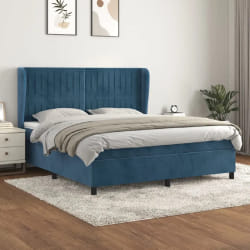vidaXL Sommier à lattes de lit et matelas Bleu foncé 160x200cm Velours - 160 x 200 cm