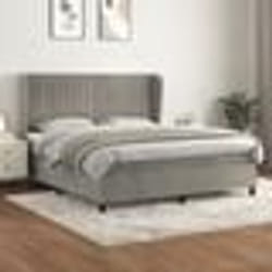 vidaXL Sommier à lattes de lit et matelas Gris clair 180x200cm Velours - 180 x 200 cm