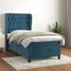 vidaXL Sommier à lattes de lit avec matelas Bleu foncé 90x190 cm - 90 x 190 cm