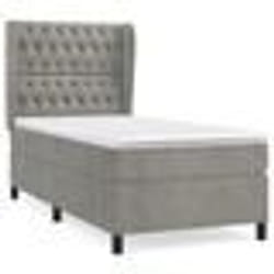 vidaXL Sommier à lattes de lit et matelas Gris clair 90x200 cm Velours - 90 x 200 cm