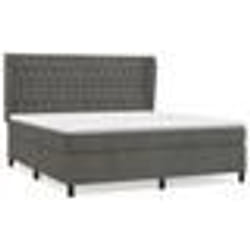 vidaXL Sommier à lattes de lit et matelas Gris foncé 160x200cm Velours - 160 x 200 cm