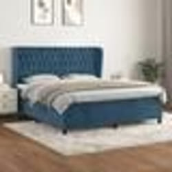 vidaXL Sommier à lattes de lit et matelas Bleu foncé 160x200cm Velours - 160 x 200 cm