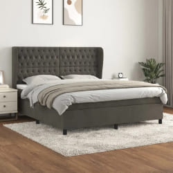 VIDAXL Lit à sommier Velours Gris foncé