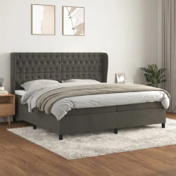 vidaXL Sommier à lattes et matelas 200x200 cm - Gris foncé
