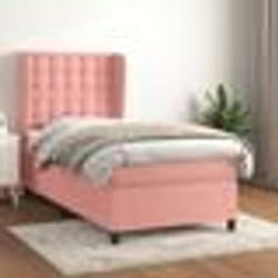 vidaXL Sommier à lattes de lit et matelas Rose 80x200 cm Velours - 80 x 200 cm