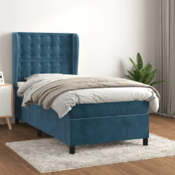 VIDAXL Lit sommier et matelas 90x190 cm Bleu foncé