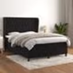 vidaXL Sommier à lattes de lit avec matelas Noir 140x190 cm Velours - 140 x 190 cm