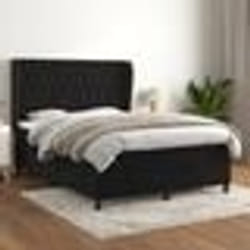 vidaXL Sommier à lattes de lit avec matelas Noir 140x200 cm Velours - 140 x 200 cm
