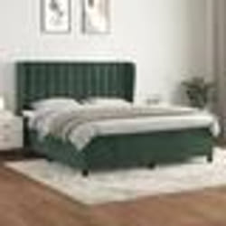 vidaXL Sommier à lattes de lit et matelas Vert foncé 160x200cm Velours - 160 x 200 cm