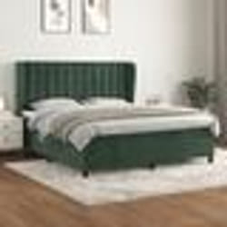 vidaXL Sommier à lattes de lit et matelas Vert foncé 180x200cm Velours - 180 x 200 cm