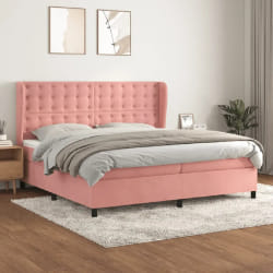 VidaXL Sommier à lattes avec matelas 200x200 - Velours rose