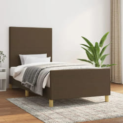 vidaXL Cadre de lit marron foncé 90x190 cm tissu