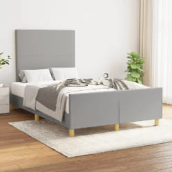 vidaXL Cadre de lit avec tête de lit - Gris clair - 120x200 cm