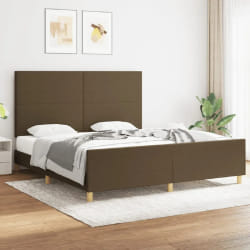 vidaXL Cadre de lit sans matelas marron foncé 180x200 cm tissu - 180 x 200 cm