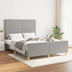 vidaXL Cadre de Lit Sans Matelas - Gris Clair 140x190 cm Tissu