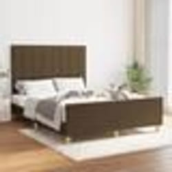 vidaXL Cadre de lit sans matelas marron foncé 140x190 cm tissu - 140 x 190 cm
