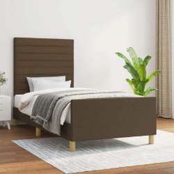 vidaXL Cadre de lit sans matelas marron foncé 90x200 cm tissu - 90 x 200 cm