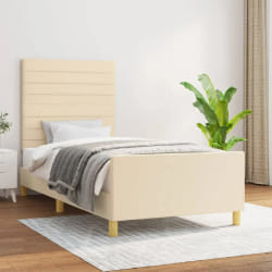 vidaXL Cadre de lit tissu - Crème 90x200 cm