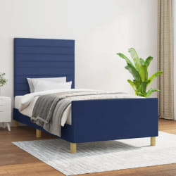 VidaXL Cadre de lit sans matelas 100x200 cm - Bleu Tissu