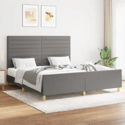 VIDAXL Cadre de lit 160x200 cm Tissu Gris Foncé