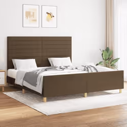 vidaXL Cadre de lit sans matelas marron foncé 160x200 cm tissu - 160 x 200 cm