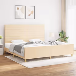vidaXL Cadre de lit sans matelas crème 200x200 cm tissu - 200 x 200 cm