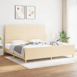 vidaXL Cadre de lit sans matelas crème 200x200 cm tissu - 200 x 200 cm