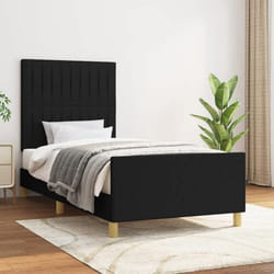 vidaXL Cadre de lit avec tête de lit Noir 90x190 cm Tissu 3125181
