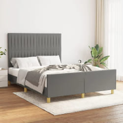 VIDAXL Cadre de lit - Tissu gris foncé 140x200 cm