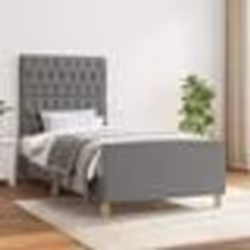 vidaXL Cadre de lit sans matelas gris foncé 90x190 cm tissu - 90 x 190 cm