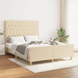 vidaXL Cadre de lit - Crème 140x190 cm