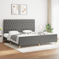 Vidaxl - Cadre de lit avec tête de lit Gris foncé 200x200 cm Tissu