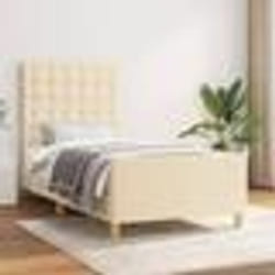 vidaXL Cadre de lit sans matelas avec tête de lit crème 80x200cm tissu - 80 x 200 cm