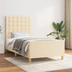 vidaXL Cadre de lit sans matelas avec tête de lit - Crème 90x190 cm
