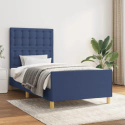 vidaXL Cadre de lit avec tête de lit - Bleu 90x200 cm