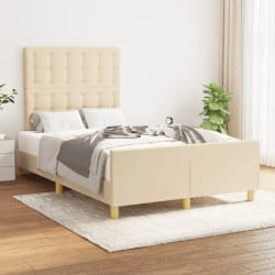 VIDAXL Cadre de lit 120x200 cm - Tissu Crème