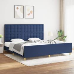 VIDAXL Cadre de Lit - Bleu 200x200 cm Tissu