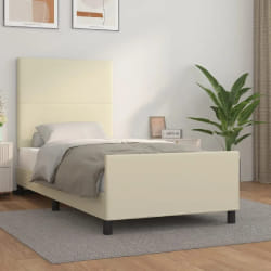 vidaXL Cadre de lit avec tête - Crème 80x200 cm