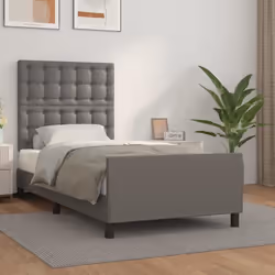 vidaXL Cadre de lit sans matelas gris 90x190 cm similicuir - 90 x 190 cm