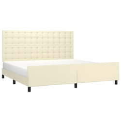 Cadre De Lit Sans Matelas Crème 200x200 Cm Similicuir Vidaxl