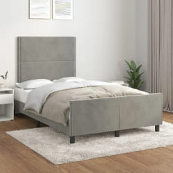 videXl Cadre de lit velours 120x200 cm - Gris clair