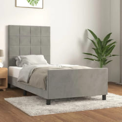 vidaXL Cadre de lit avec tête de lit - Gris clair - 100x200 cm