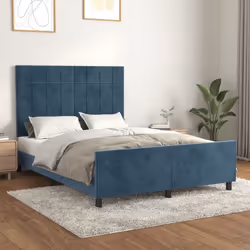 vidaXL Cadre de lit avec tête de lit Bleu foncé 140x190 cm Velours3125755