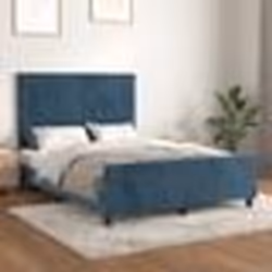 vidaXL Cadre de lit sans matelas bleu foncé 140x190 cm velours - 140 x 190 cm