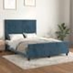 vidaXL Cadre de lit sans matelas bleu foncé 140x190 cm velours - 140 x 190 cm