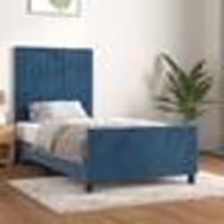vidaXL Cadre de lit sans matelas bleu foncé 90x190 cm velours - 90 x 190 cm