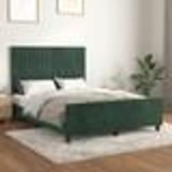 vidaXL Cadre de lit sans matelas vert foncé 140x190 cm velours - 140 x 190 cm