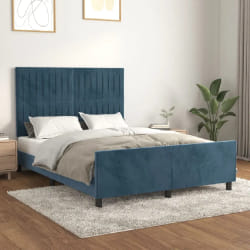 vidaXL Cadre de lit avec tête de lit 140x190 cm - Bleu foncé
